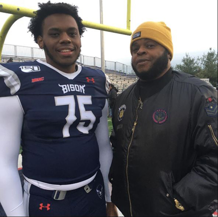 Big Shug with his son Trumayne at his college game.
